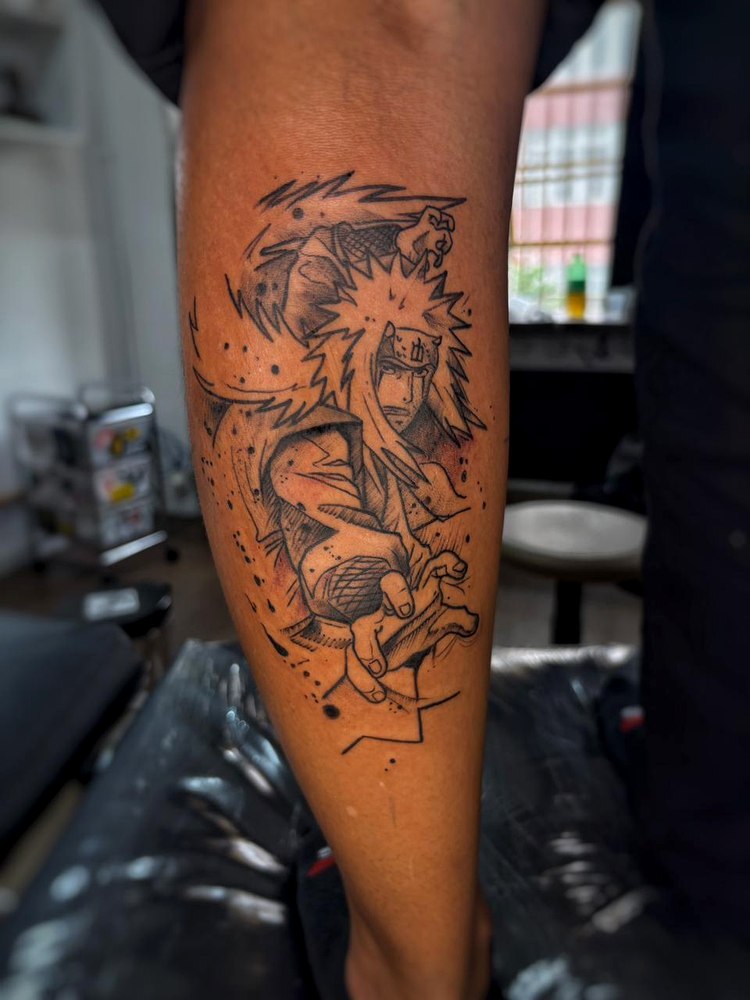 Jiraiya anime preto e cinza